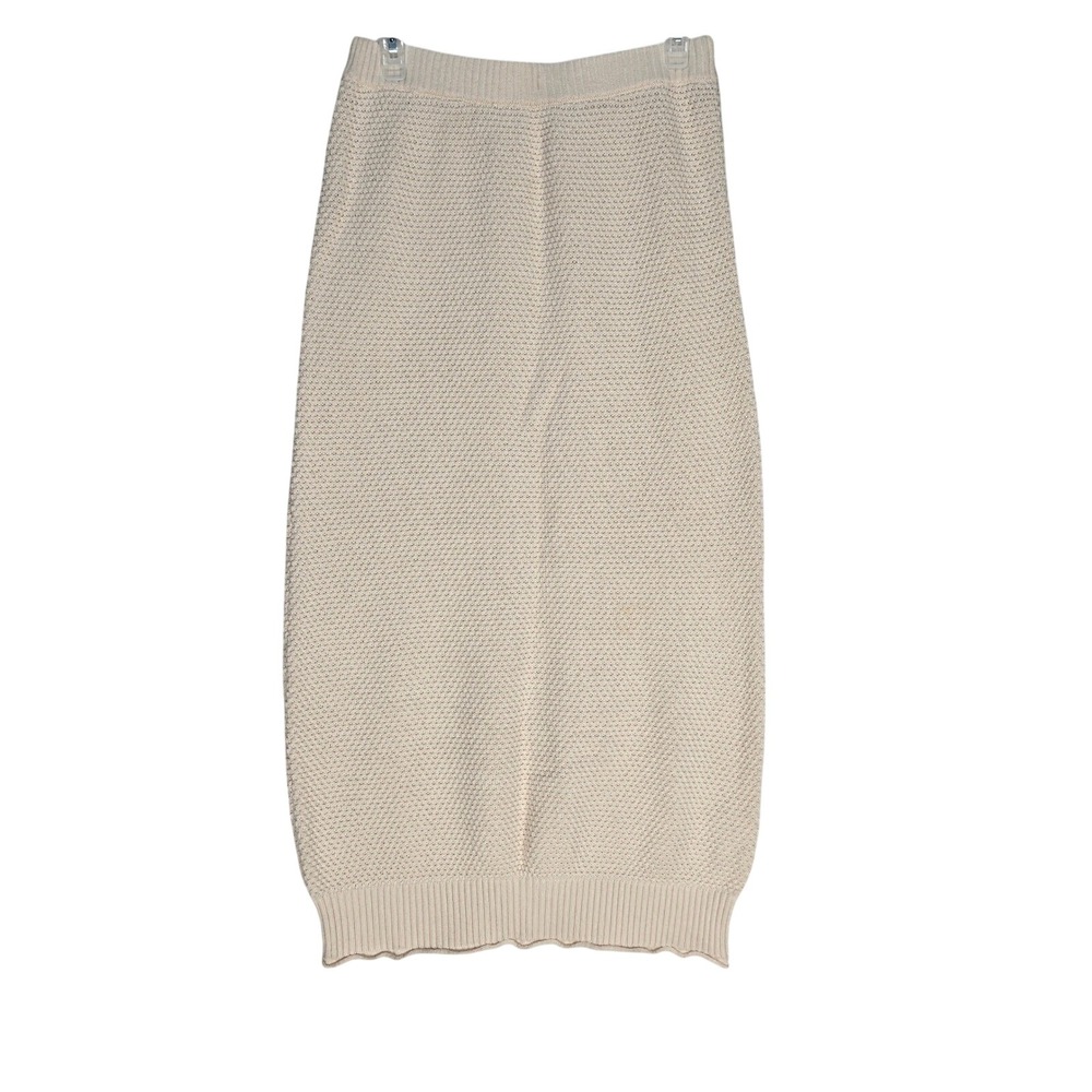 Free People Skirt Womens S FP Beach Midi Ivory Textured Knit Cotton EUC Natural